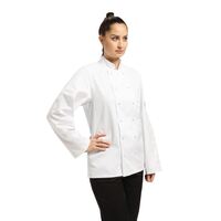 Whites Vegas Unisex Chef Jacket in White - Polycotton with Long Sleeves - XS