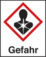 Gefahrenpiktogramm - Gefahr, Rot/Schwarz, 3.8 x 2.8 cm, Folie, Selbstklebend