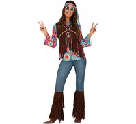 Disfraz de Hippy con Chaleco para mujer XL