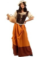 Disfraz de Tabernera Medieval Naranja para mujer S