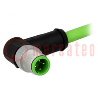 Connettore: M12; spina; PIN: 4; maschio; codice D-Ethernet; 10m