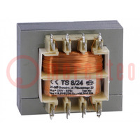 Transformer: mains; 8VA; 230VAC; 18.2V; 18.2V; 220mA; 220mA; IP00