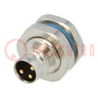 Connector: M8; male; PIN: 3; for panel mounting,screwed; socket