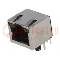 Socket; RJ45; Cat: 5; shielded,with LED; Layout: 8p8c; THT