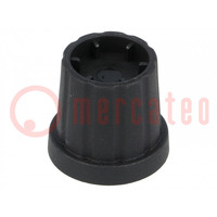 Pomello; con la flangia; plastica; Øasse: 6mm; Ø16,5x19,2mm; nero