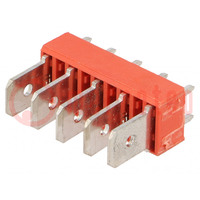Connector: connector strip; 6,4mm; 0,8mm; THT; messing; vertind