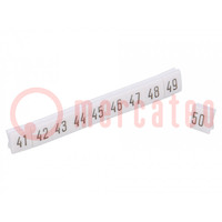 Marker; white; Width: 4.5mm; PCV; Marking: 41-50; -30÷100°C; push-in