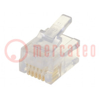 Plug; RJ12; PIN: 6; Layout: 6p6c; for cable; IDC,crimped