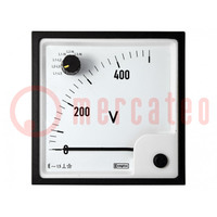 Voltmeter; op paneel; VAC: 0÷500V; Klasse: 1,5; True RMS; Uin: 500V