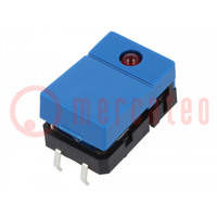 Switch: keypad; Pos: 2; SPST-NO; 0.05A/24VDC; blue; LED; red; THT