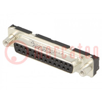 D-Sub; PIN: 25; socket; female; for panel mounting; straight; 5A
