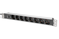 Digitus Socket strip with aluminum profile and back-up fuse, 8-way Italian output, 2 m cable IEC C14 plug
