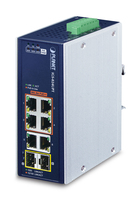 PLANET IP30 Industrial 4-Port Unmanaged Gigabit Ethernet (10/100/1000) Power over Ethernet (PoE) Blau, Weiß