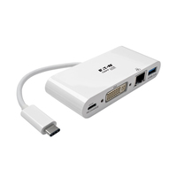 Tripp Lite U444-06N-DGU-C Adaptador Multipuerto USB-C, DVI, Puerto USB-A, GbE, Carga PD, Blanco