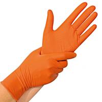 Einweg-Handschuh Nitril, POWER GRIP, puderfrei, Länge 24cm, Orange, 500 Stück