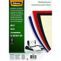 Fellowes Binding Covers 250gsm Leathergrain A4 Black Ref 5370405 [Pack 100]