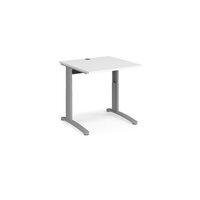 TR10 height settable straight desk 800mm x 800mm - silver frame and white top