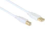 Anschlusskabel USB 2.0 Stecker A an Stecker B, vergoldet, weiß, 1,8m, Good Connections®
