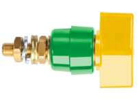 Polklemme, 4 mm, gelb/grün, 1000 V, 63 A, Schraubanschluss, vernickelt, POL 631