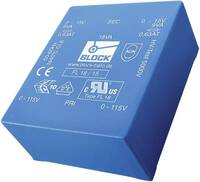 Block FL 18/6 Nyomtatott áramköri transzformátor 2 x 115 V 2 x 6 V/AC 18 VA 1.5 A