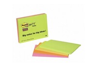 Post-it® Super Sticky Meeting Notes XXL, 98,4 x 149 mm, Neon kleuren (pak 4 blokken)