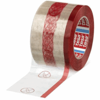 Packband tesapack mit Fingerlift (rot) 66m:75mm transparent