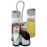 APS Complete Cruet Set and Stand Made of Glass and Stainless Steel