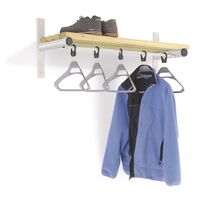 Probe wall mounted shelf and coat rail - silver