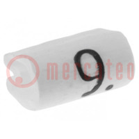 Marcadores; Denominación: 9; 1,5÷2mm; PVC; blanco; -45÷70°C; THT