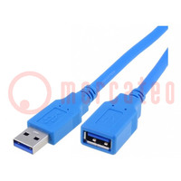 Kabel; USB 3.0; USB A gniazdo,USB A wtyk; niklowany; 1,5m