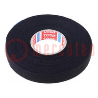 Tape: textile; W: 15mm; L: 25m; Thk: 250um; Automotive; rubber; black