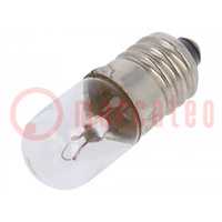 Filament lamp: miniature; E10; 6VDC; 150mA; Bulb: cylindrical; 1W