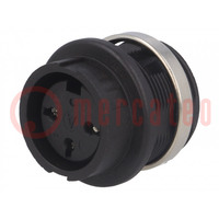 Socket; DIN; female; PIN: 3; for panel mounting,screwed; soldering