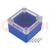 Enclosure: multipurpose; X: 80mm; Y: 82mm; Z: 55mm; ABS; blue; gasket