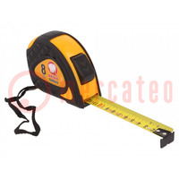 Measuring tape; L: 8m; Width: 25mm; Enclos.mat: ABS,rubber; measure