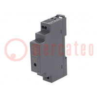 Power supply: switched-mode; for DIN rail; 15W; 12VDC; 1.25A; 83%