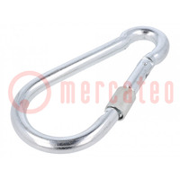 Carabiner; steel; for rope; L: 160mm; zinc; 13mm; with protection