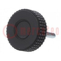 Knob; Ø: 61mm; Ext.thread: M12; 50mm; H: 39mm; technopolymer PP