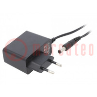 Power supply: switching; mains,plug; 9VDC; 1A; 9W; Plug: EU; 81.34%