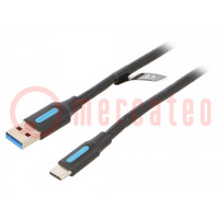 Kabel; USB 3.0; USB-A-stekker,USB-C-stekker; vernikkeld; 0,5m