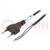 Cable; 2x0.5mm2; CEE 7/16 (C) plug,wires; PVC; 3m; flat; black