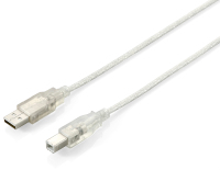 Equip USB 2.0 Type A to Type B Cable, 1.0m , Transparent silver