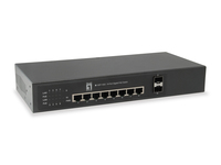 LevelOne 10-Port Gigabit PoE Switch, 8 PoE Outputs, 2 x SFP, Internal Power Supply, 802.3at/af PoE, 65W