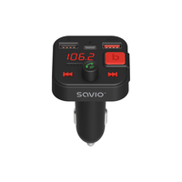 Savio TR-15 Transmiter FM z Bluetooth 87,6 - 107,9 MHz Bluetooth/USB Nero