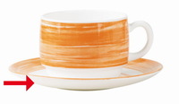 Kaffeeuntertasse 14 cm aus Opalglas Form BRUSH - Orange von Arcoroc