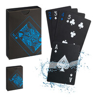 Relaxdays Pokerkarten Set, wasserfeste Spielkarten, 2 Pokerdecks à 54 Karten, Plastik Kartenspiel, mit Joker, schwarz