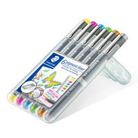 pigment liner 308 STAEDTLER Box mit 6 pigment liner in sortierten Farben (gelb/fuchsia/hellblau/hellgrün/hellbraun/grau) in Linienbreite ca. 0.3 mm
