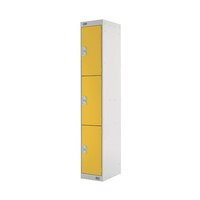 Three Compartment Locker D450mm Yellow Door MC00054