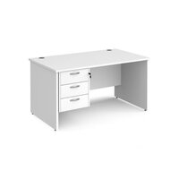 Maestro 25 straight desk 1400mm x 800mm with 3 drawer pedestal - white top with