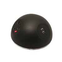 Pluto domed on-surface power module with 2 x UK sockets and 1 x TUF (A&C connectors) USB charger - red